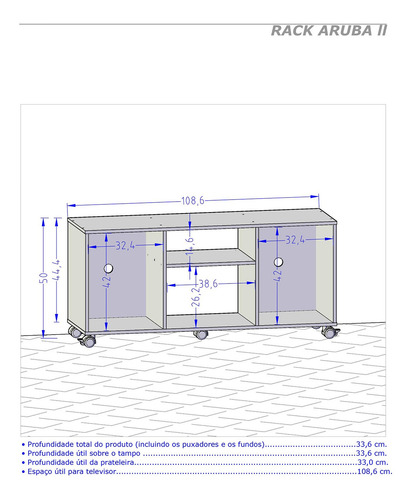 Rack Aruba Para Tv De 42 Polegadas - Preto Fosco