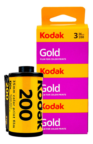Rollo Pelicula Fotografica Kodak Gold 200 35mm 36exp 3 Pzas