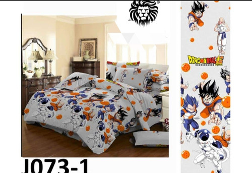 Combo Dragon Ball Z Cubrelecho + Juego De Sábana+ 2 Almohada