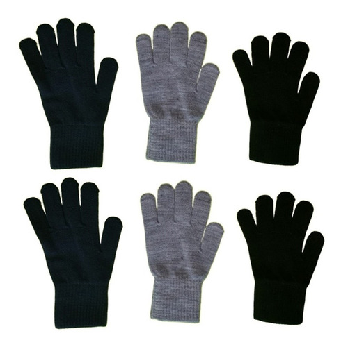 Guantes Para Niños H & M Pack De 3 Pares: Azul, Negro Y Gris