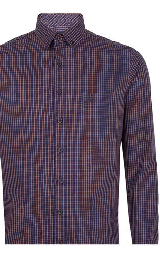 Camisa de Xadrez Comfort Fit, Vermelhor Escuro