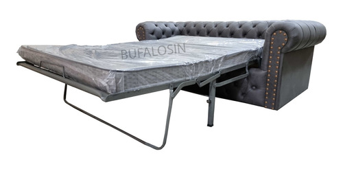 Sofa Cama Chesterfield Simil Cuero Sintético 3 Cuerpos