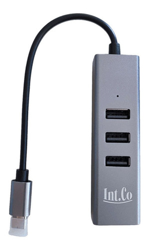 Intco Hub 4 Puertos Usb 2.0 A Tipo C Aluminio Kq-006h