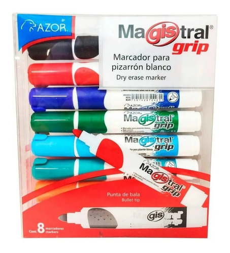 Marcador Para Pizarrón Blanco Magistral Grip Con 8