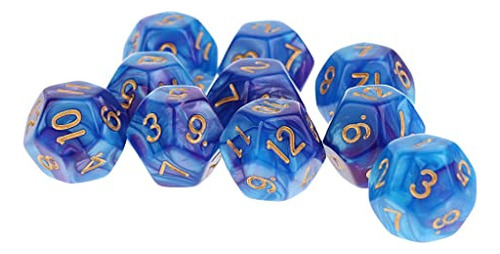 Dados De Dungeons And Dragons, 10 Unidades, 12 Caras, Azules