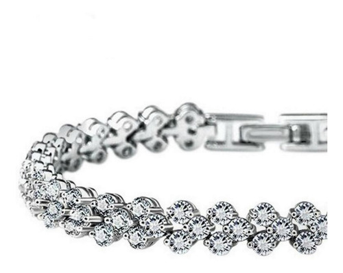 Pulseira Feminina Brilhantes Prata 925 Zircônias C/ Garantia