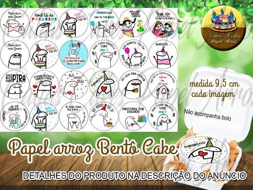Imagem 1 de 1 de Kit Com 24 Papel De Arroz Bento Cake Mini Bolo Flork 9,5  Cm