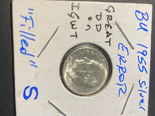 Dime Usa 1955 D Plata Con Error D Acuñacion Vea Descripcion