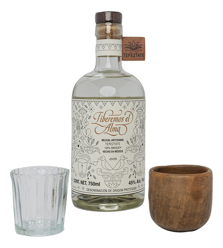 Mezcal Liberemos Tepeztate 750 Ml + 2 Vasos | Kit Mezcalero