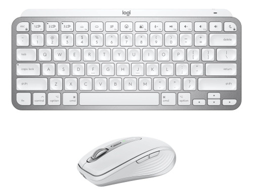 Mini Teclado Usb Blanco Logitech Mx + Mouse Gris