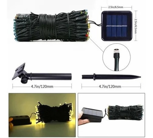 12 M Solar Luces De Navidad Serie 100 Led Decorativos