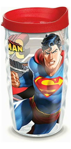 Tervis Superman Vaso Con Envoltura Y Tapa Roja, 10 Onzas