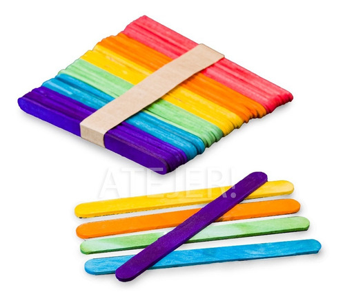 Imagen 1 de 5 de Palitos De Helado Para Maquetaría X 50 Unid Colores Surtidos