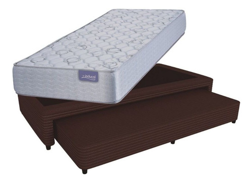 Sommier Cama Urania Tela Chocolate 90 Colchon Linea Dorada