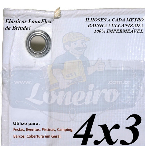 Lona 3x4 Branca Proteção Multi Uso Toldo Gazebo 300 Micras