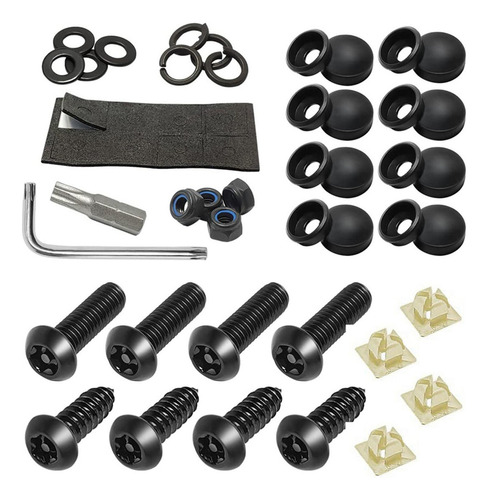 Juego De Tornillos For Placa De Matrícula, Herrajes Negro