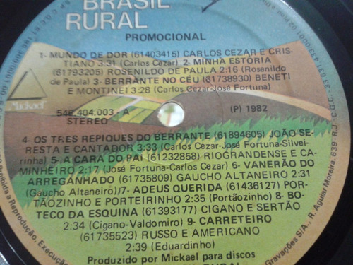 Lp S/capa Brasil Rural 1982 Coletanea Sertaneja  Ne