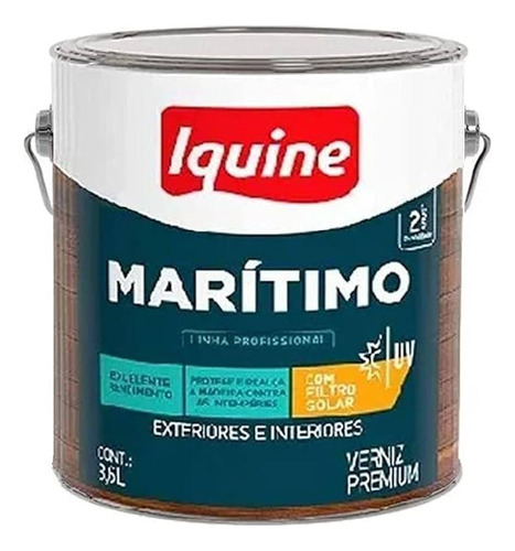 Verniz Marítimo Brilho 3,6lt Incolor Iquine Acabamento Brilhante