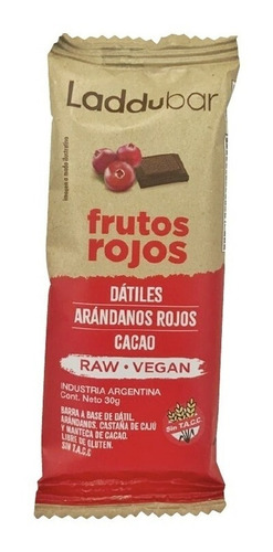 Imagen 1 de 3 de Barritas Veganas S/tacc Frutos Rojos, Cajú X12u Laddubar