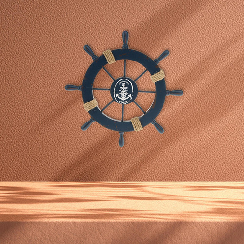 Decoración Colgante De Barco De Madera De Playa Azul Oscuro