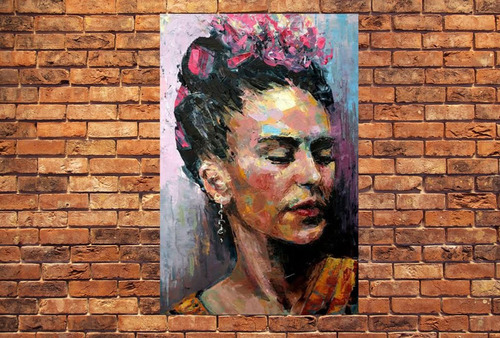 Cuadro 50x75cm Frida Kahlo Arte Pintora Mexicana Flores M6