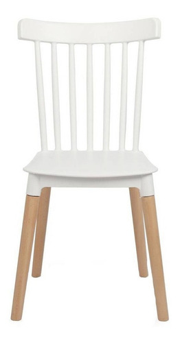 Silla Comedor  Windsor, Color Blanco, Patas Madera 1 Unidad