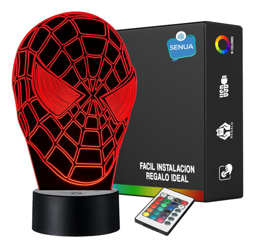 Lámpara Led Mascara Spiderman Decoración Regalo Holograma 