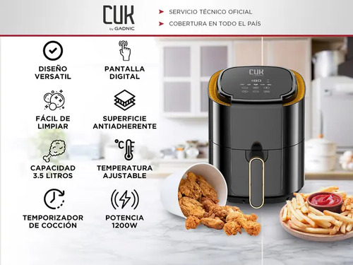 Freidora De Aire Digital Gadnic 3,5l Sin Aceite Con P Tactil Negro