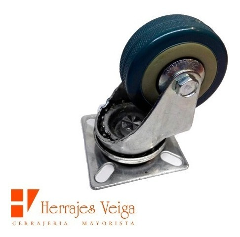 Imagen 5 de 9 de Rueda 50mm Diametro Reforzada Con Base Giratoria Goma Acero