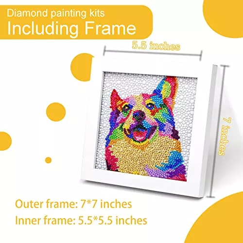 AyuqEjus 5D Diamond Painting Kits for Kids with 7.1X7.1Wooden Frame Diamond  Art for Kids Ages 6-12 by Number Kits DIY Painting Arts and Crafts Diamond  Dots for Kids Gift (cat-Butterfly)