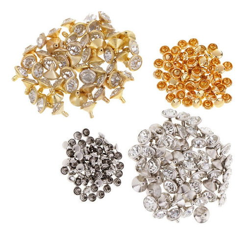 100pcs Remaches Studs Botones De Rhinestone Elegante Para