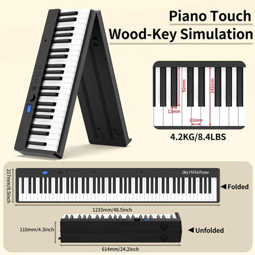 Piano De Teclado Digital Plegable De 88 Key Con Peso Portáti