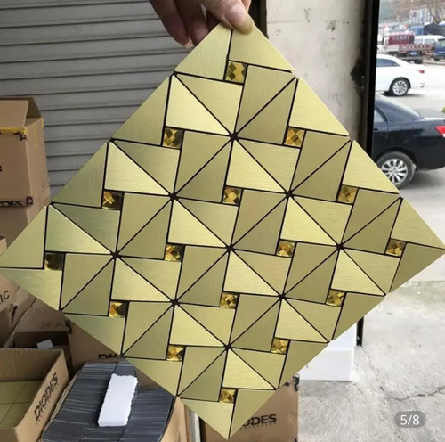 Papel De Parede 3d Pastilha Adesivo Metálica Espelhamento 