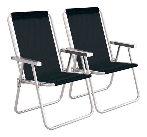 Imagen 1 de 10 de Sillón X2 Aluminio Playero Pescador Camping Alto Mor
