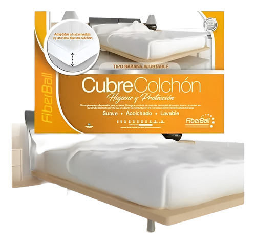 Cubre Colchón Protector Ajustable Acolchado 140x190 Blanco Liso 2 1/2 Plazas