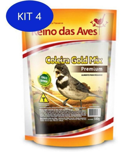 Kit 4 Coleira Gold Mix Premium 500gr  Reino Das Aves