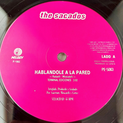 The Sacados - Hablandole A La Pared Promo Single Lp