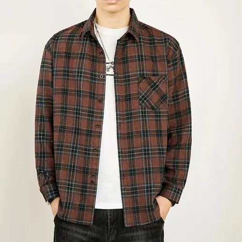 Camisa a cuadros cafe hombre new arrivals