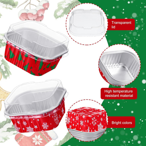 Recipiente Navideño De Aluminio Para Cupcakes, 100 Unidades,