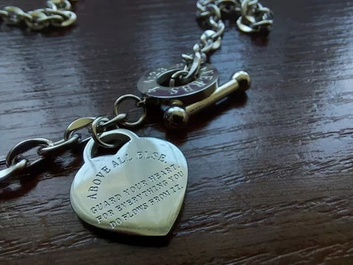Imagen 4 de 8 de Collar Plata Eslabones Gruesos Dije Corazón Buchón Broche T