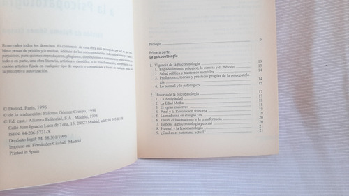 Imagen 3 de 7 de Introduccion A La Psicopatología Jean Ménéchal Alianza