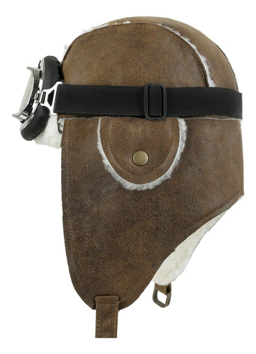 Sombrero Tipo Aviador Invierno Medium Blanco, Marrón Claro