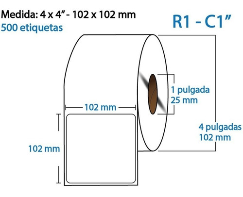 Imagen 6 de 9 de Etiqueta Térmica 4x4 (10x10 Cm) Rollo 500 Pz Caja Envio Full