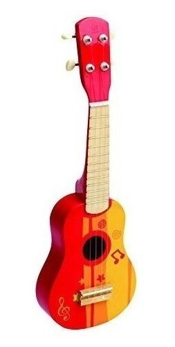 Ukelele De Madera Del Juguete De Hape Kid En Rojo