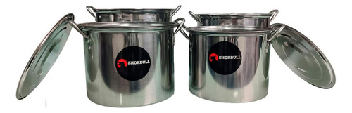 Ollas Con Tapa Acero Inoxidable 8 Pz 6.6 9.3 12 17l Shorbull Color Gris
