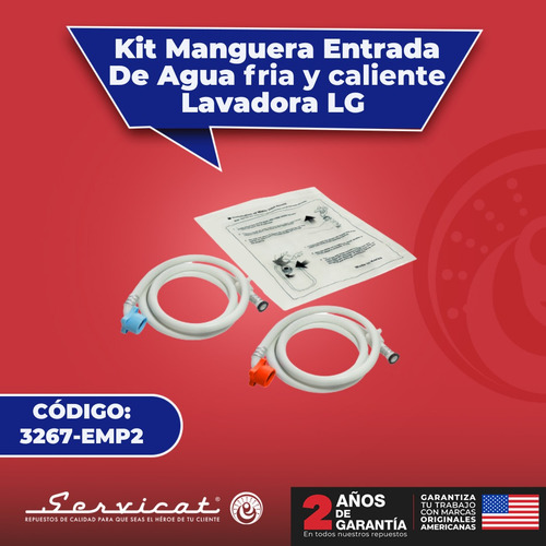 Kit Manguera Entrada De Agua Caliente Y Fria Lavadora LG