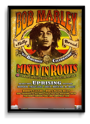 Cuadro Bob Marley Celebration 35x50 (marco+lámina+vidrio)