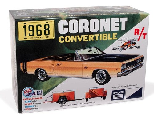 Coronet Convertible 1968 Con Remolque Escala 25 Kit Modelo