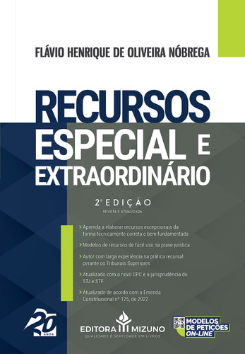 Recurso Especial E Extraordinário 2ª Edição Flávio  Nóbrega Henrique De Oliveira Editora Mizuno
