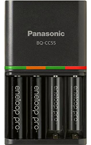 Eneloop Panasonic Cargador Con 4aa Baterías Recargables